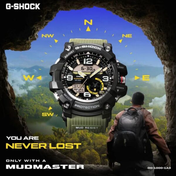 Casio G-Shock Mudmaster GG-1000-1A3DR Black Analog-Digital Dial Green Resin Strap Men's Watch G662 - Image 4