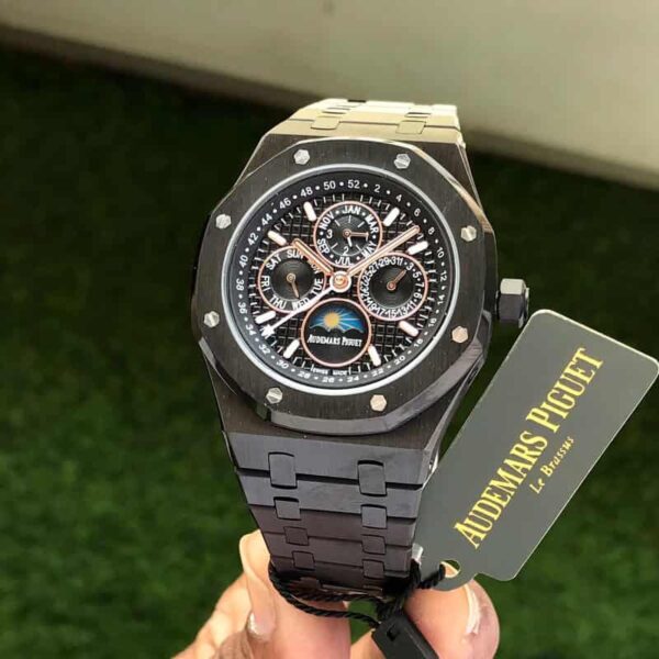 Audemars Piguet Perpetual Calendar Open Worked Full Black Automatic Mens Watch - Image 4