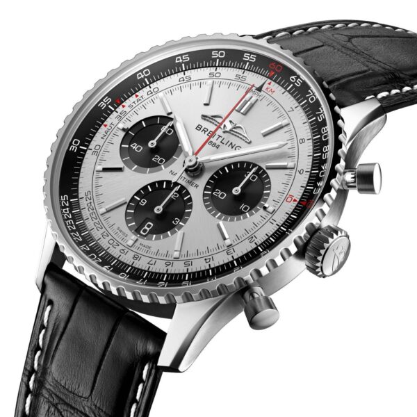 Breitling Navitimer B01 Chronograph Grey Dial Black Leather Strap Men’s Watch - Image 5