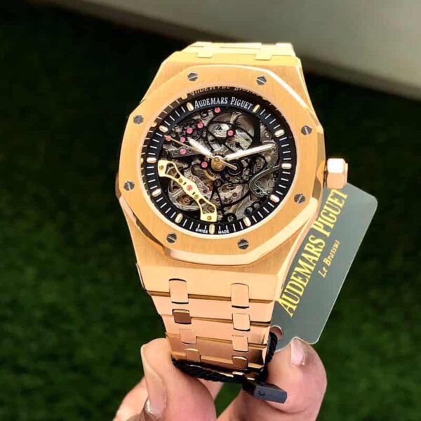 Audemars Piguet Royal Oak Double Balance Wheel Open worked Full Gold Skeleton Dial Automatic Mens Watch - Image 3