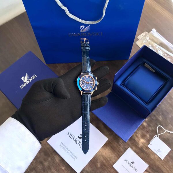 Swarovski Octea Lux Chrono Blue Dial Blue Leather Strap Watch For Women - Image 10