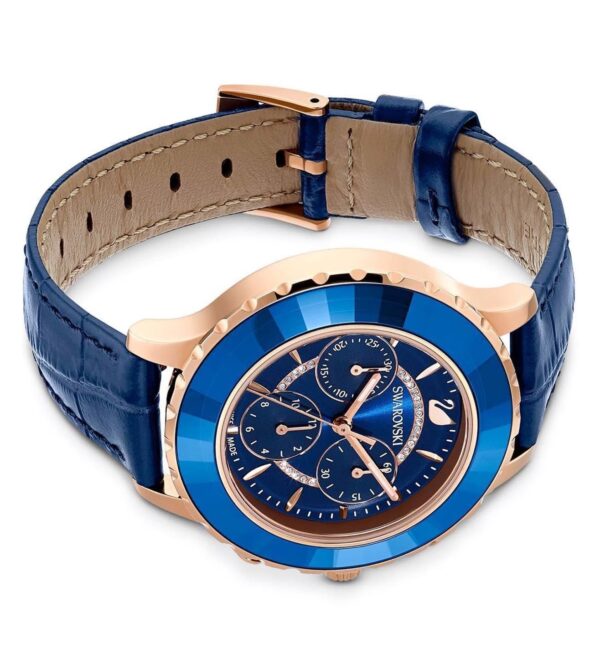 Swarovski Octea Lux Chrono Blue Dial Blue Leather Strap Watch For Women - Image 4