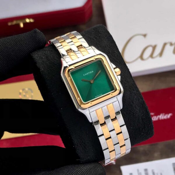 Cartier De Panthere Two Tone Green Stainless Steel Premium Womens Watch - Image 3