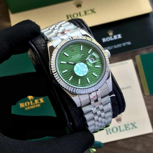 Rolex Date Just 41 Motif Green Dial Jubli Chain Automatic Men’s s Watch - Image 4