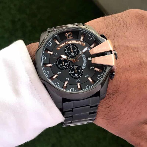 Diesel Mega Chief DZ4309 Black Rose gold Chronograph Mens Watch - Image 4