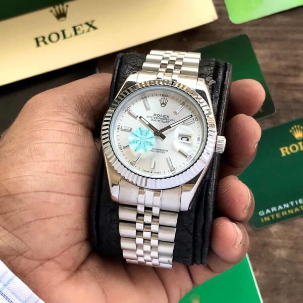 Rolex Date Just 41 Silver White Dial Jubli Chain Belt Japanese Automatic Men’s Watch