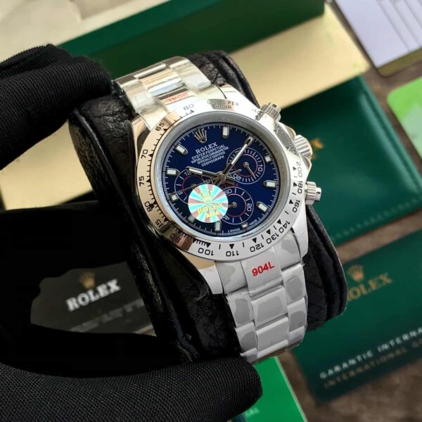 Rolex Cosmograph Daytona Silver Blue Dial Oyster Chain Japanese Automatic Mens Watch - Image 5