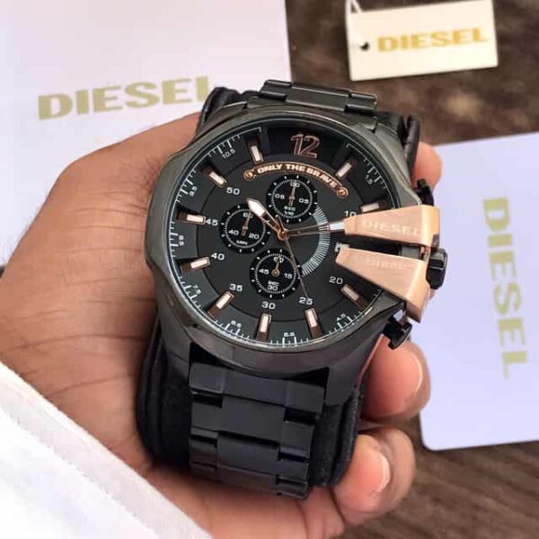 Diesel Mega Chief DZ4309 Black Rose gold Chronograph Mens Watch