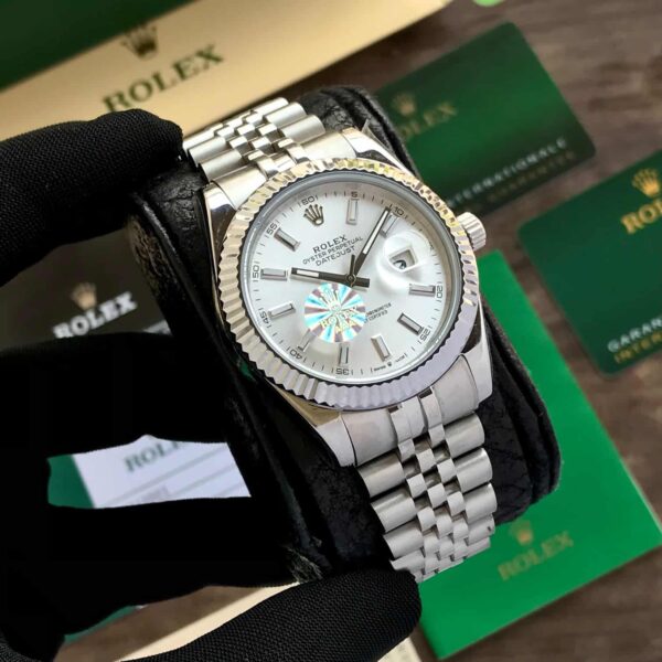 Rolex Date Just 41 Silver White Dial Jubli Chain Belt Japanese Automatic Men’s Watch - Image 4