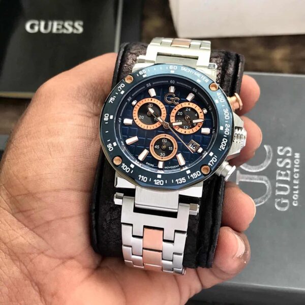 GC Heren Horloge Y81003G7MF Staal Blue Swiss Made Quartz Chronograph