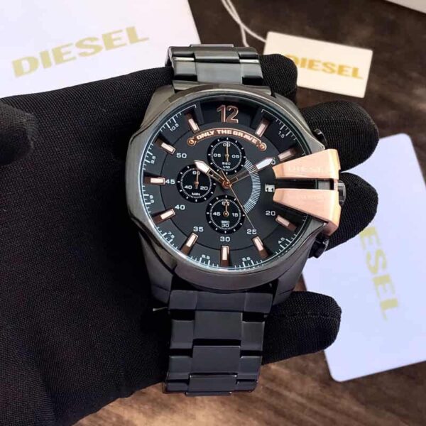 Diesel Mega Chief DZ4309 Black Rose gold Chronograph Mens Watch - Image 5