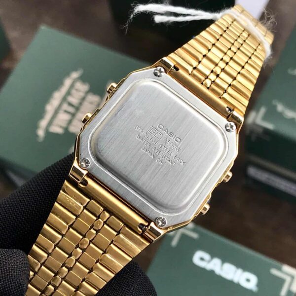 Casio Vintage A500WGA -9DF Chronograph Unisex Gold Watch - Image 7