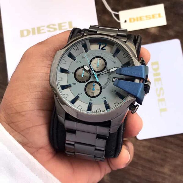 Diesel Mega Chief Black & Blue Chronograph Mens Watch