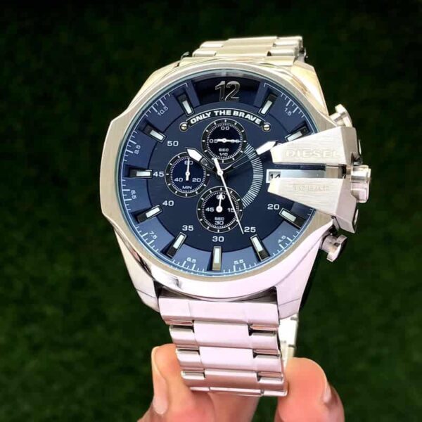 Diesel Mega Chief DZ4417 Silver Blue Chronograph Mens Watch - Image 3