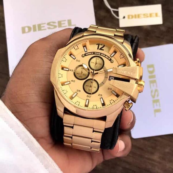 Diesel Mega Chief DZ4360 Full Gold Chronograph Mens Watch