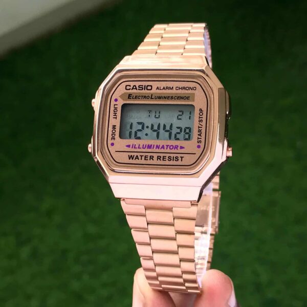 Casio Vintage Retro Collection A168WGG-1B Rosegold Unisex Watch - Image 2