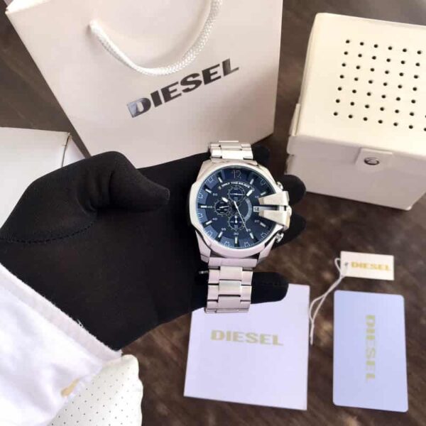 Diesel Mega Chief DZ4417 Silver Blue Chronograph Mens Watch - Image 8