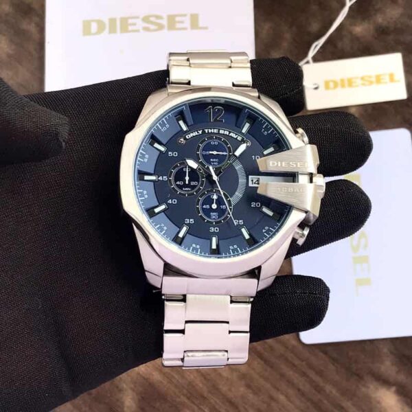 Diesel Mega Chief DZ4417 Silver Blue Chronograph Mens Watch - Image 5