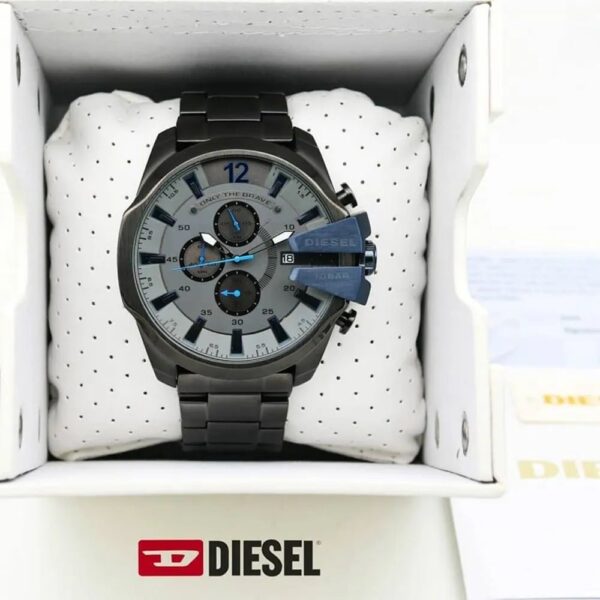 Diesel Mega Chief Black & Blue Chronograph Mens Watch - Image 6