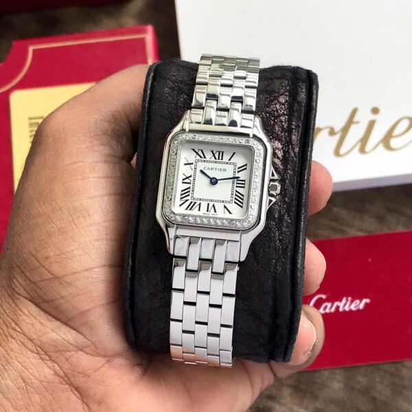 Cartier De Panthere Silver White Dial Premium Stainless Steel Womens Watch