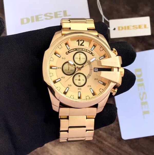 Diesel Mega Chief DZ4360 Full Gold Chronograph Mens Watch - Image 4