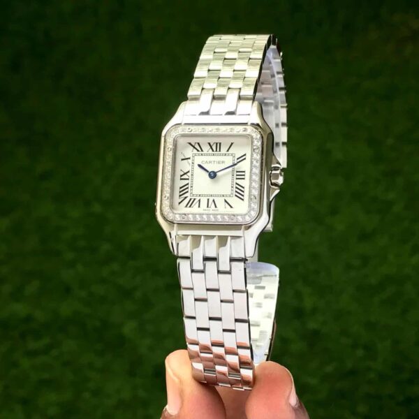 Cartier De Panthere Silver White Dial Premium Stainless Steel Womens Watch - Image 2