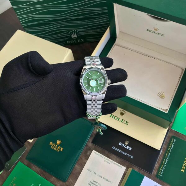 Rolex Date Just 41 Motif Green Dial Jubli Chain Automatic Men’s s Watch - Image 7