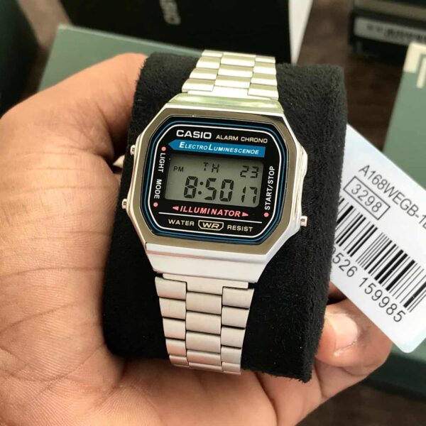 Casio Vintage Retro Collection Digital Watch A168WA-1YES Silver Unisex Watch - Image 5