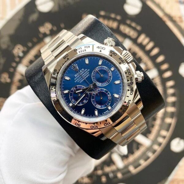 Rolex Cosmograph Daytona Silver Blue Dial Oyster Chain Japanese Automatic Mens Watch - Image 6