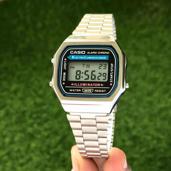 Casio Vintage Retro Collection Digital Watch A168WA-1YES Silver Unisex Watch - Image 4