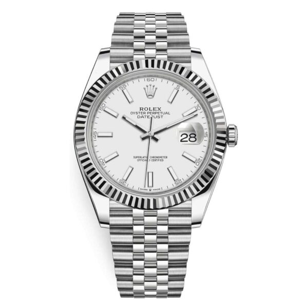 Rolex Date Just 41 Silver White Dial Jubli Chain Belt Japanese Automatic Men’s Watch - Image 2