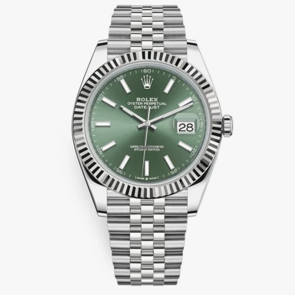 Rolex Date Just 41 Mint Green Dial & Jubli Chain Automatic Mens Watch - Image 4