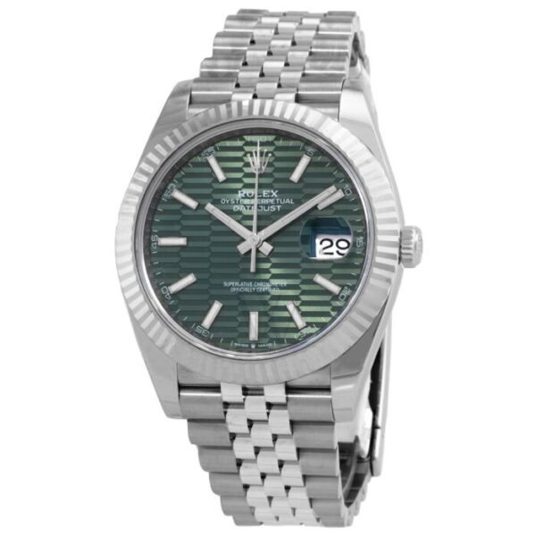 Rolex Date Just 41 Motif Green Dial Jubli Chain Automatic Men’s s Watch - Image 2