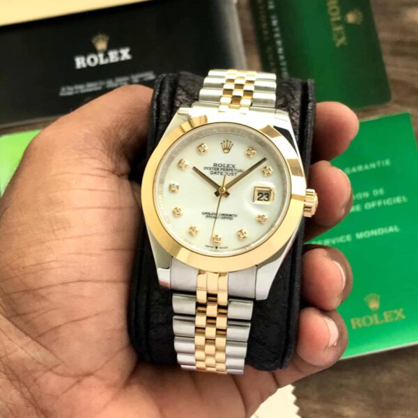 Rolex Date Just 41 Two Tone Jubli Chain White Dial Automatic Men’s Watch