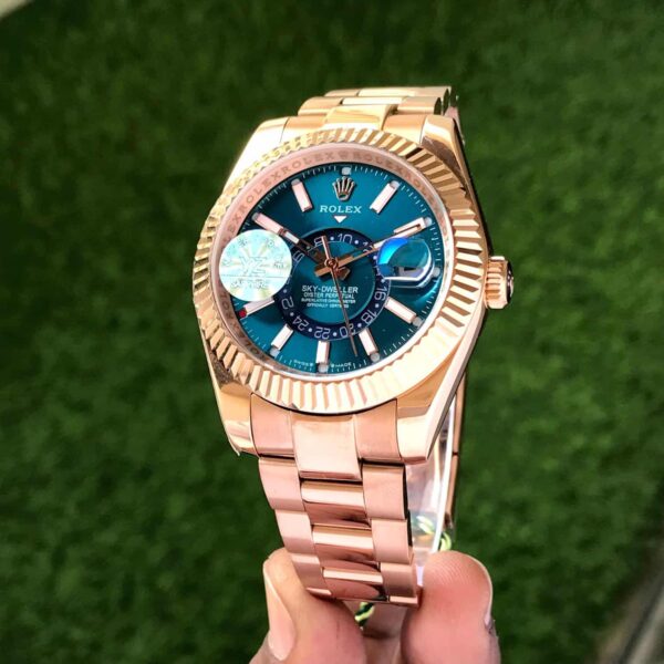 Rolex SkyDweller Rose Gold Blue Dial Oyster Chain Automatic Mens Watch - Image 3