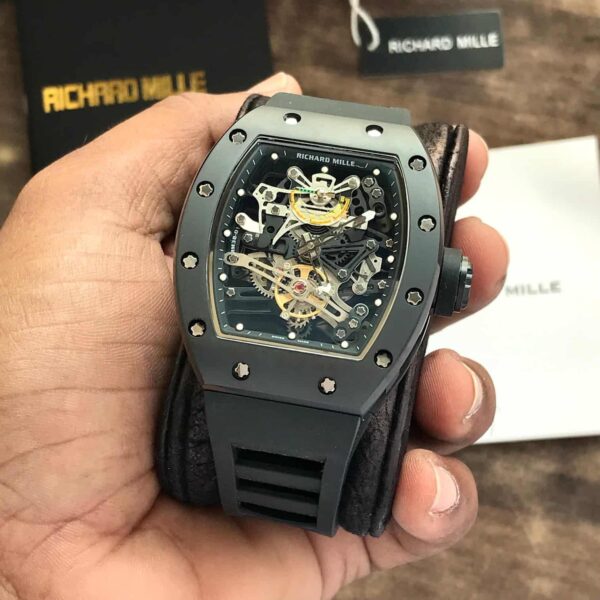 Richard Mille RM 057 Tourbillon Full Black Skeleton Dial Automatic Mens Watch