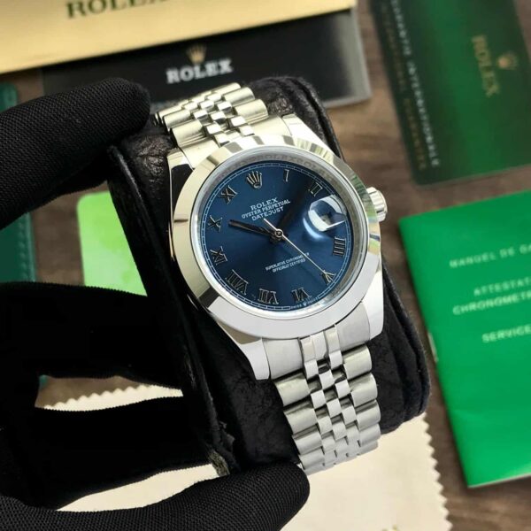 Rolex Date Just 41 Silver Blue Roman Numbers Japanese Automatic Men’s Watch - Image 3