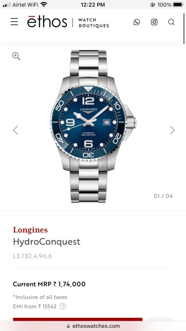 Longines HydroConquest Silver Blue Dial Premium Automatic Men’s Watch - Image 2