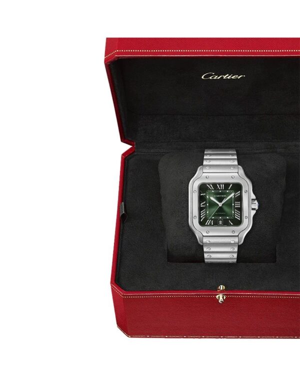 Cartier De Santosh Silver Green Dial Swiss ETA Movement Men’s Watch - Image 7