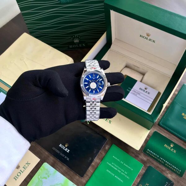 Rolex SkyDweller Silver Blue Dial Jubli Chain Automatic Men’s Watch - Image 5