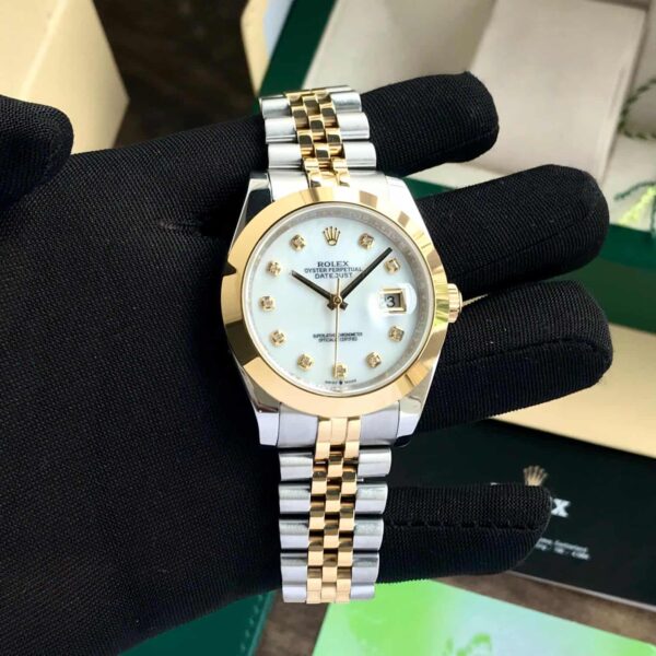 Rolex Date Just 41 Two Tone Jubli Chain White Dial Automatic Men’s Watch - Image 4