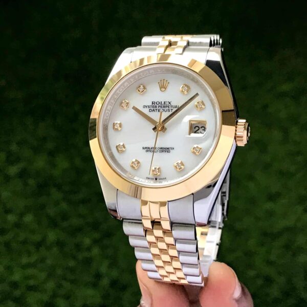 Rolex Date Just 41 Two Tone Jubli Chain White Dial Automatic Men’s Watch - Image 2