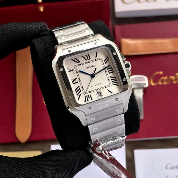 Santos De Cartier Large Swiss ETA Movement Automatic Men’s Watch With Interchangeable Metal & Leather Bracelet