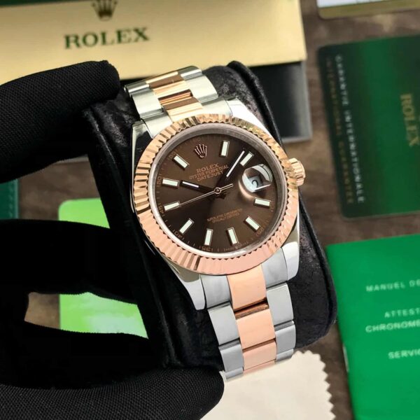 Rolex Date Just 41 Two Tone Chocolate Dial Automatic Mens Watch - Image 2