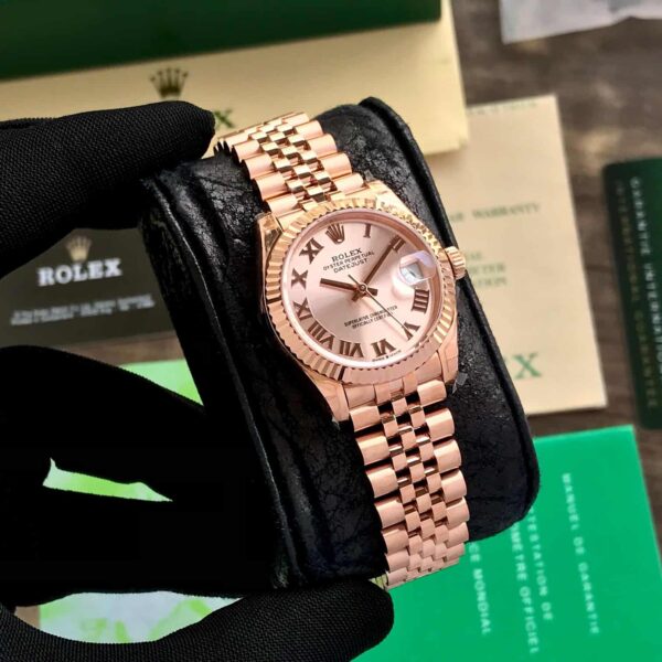 Rolex Date Just 28 Rose Gold Roman Numbers Swiss ETA Automatic Women’s Watch