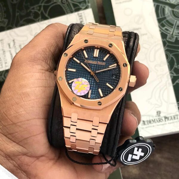 Audemars Piguet Royal Oak Offshore Rosegold Black Blue Metal Chain Swiss ETA 1:1 Automatic Movement Men’s Watch - Image 3