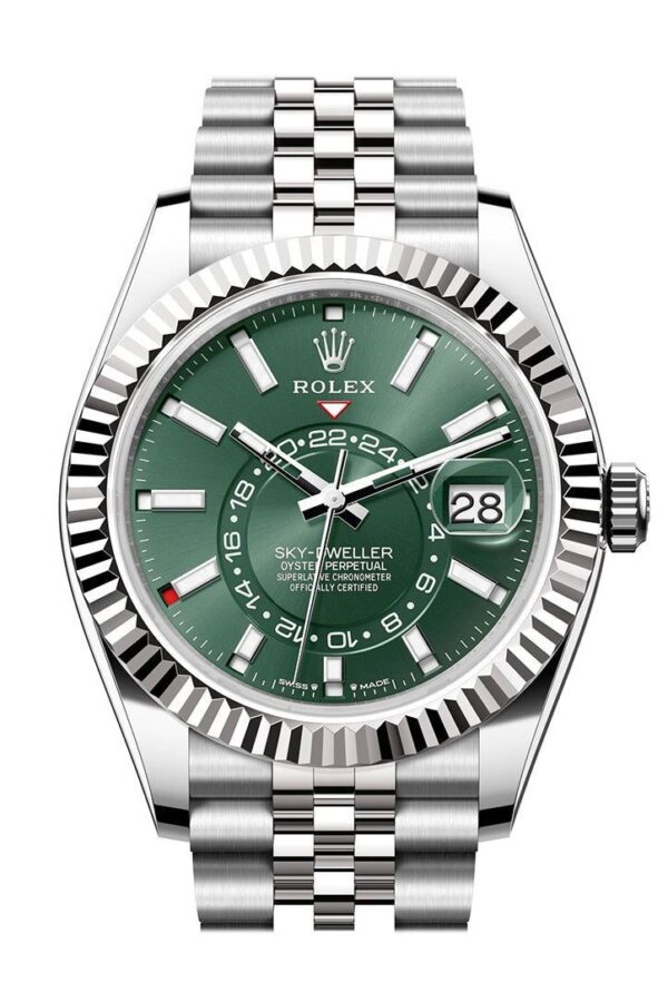 Rolex SkyDweller Silver Green Dial Jubli Chain Automatic Men’s Watch - Image 2