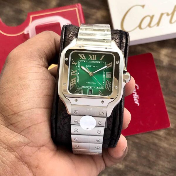 Cartier De Santosh Silver Green Dial Swiss ETA Movement Men’s Watch - Image 3