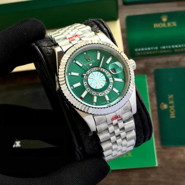 Rolex SkyDweller Silver Green Dial Jubli Chain Automatic Men’s Watch