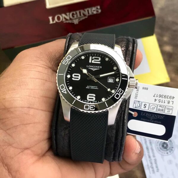 Longines Hydroconquest Silver Black Fiber Automatic Watch for Men’s